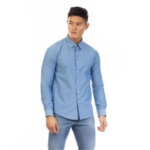 Peter Werth Mens Collared Slim Long-Sleeved Shirt / Indigo